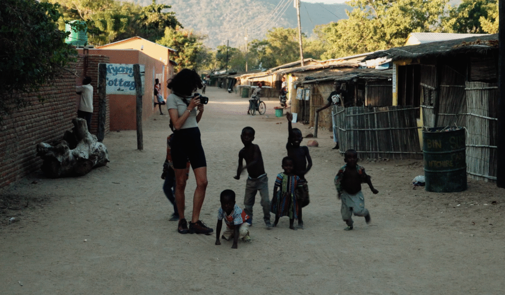 a white female among black kids 