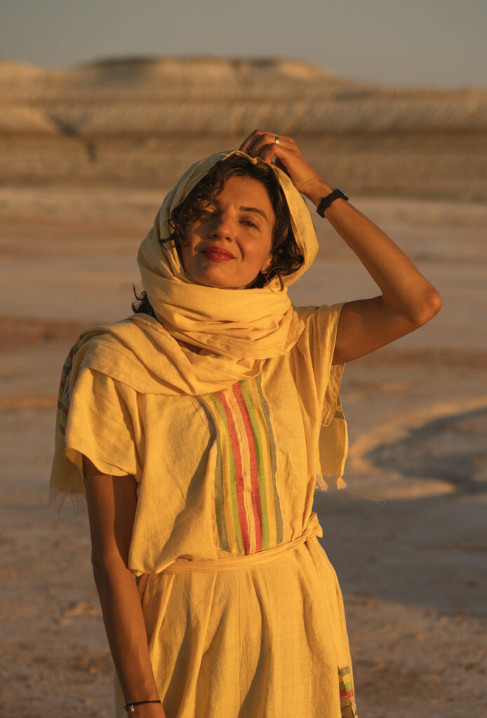 portrait of a girl in the desert 