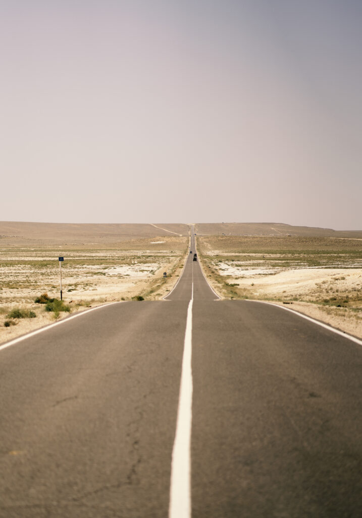 mangystau road perspective 